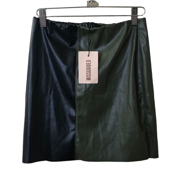 Missguided Color Block Faux Leather Mini Skirt Sz 6 - Picture 1 of 3